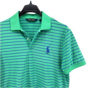 Polo Golf Ralph Lauren Mens Large Pre-Owned Green Striped Performance Polo Shirt